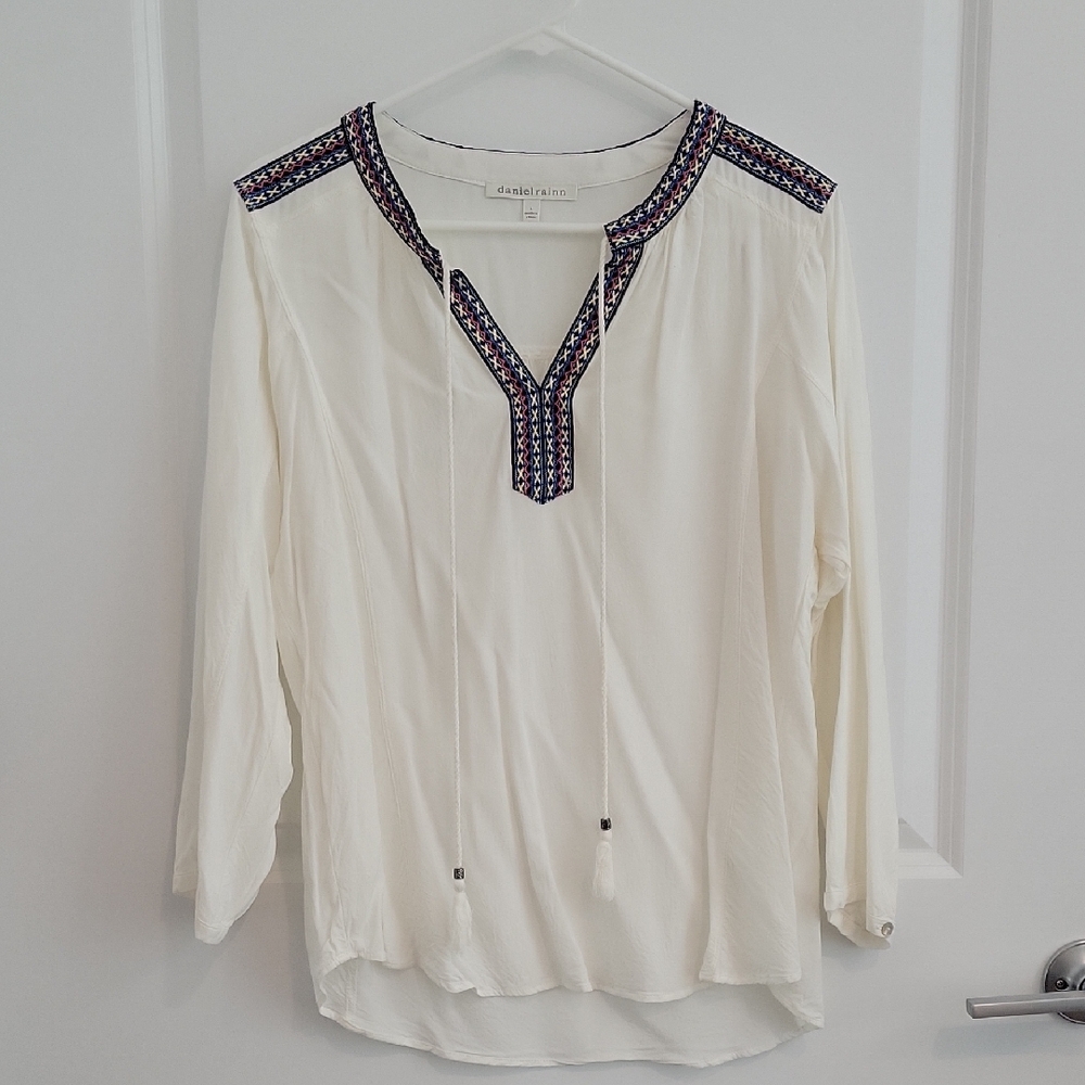 Daniel Rainn Cream Boho Blouse Size L